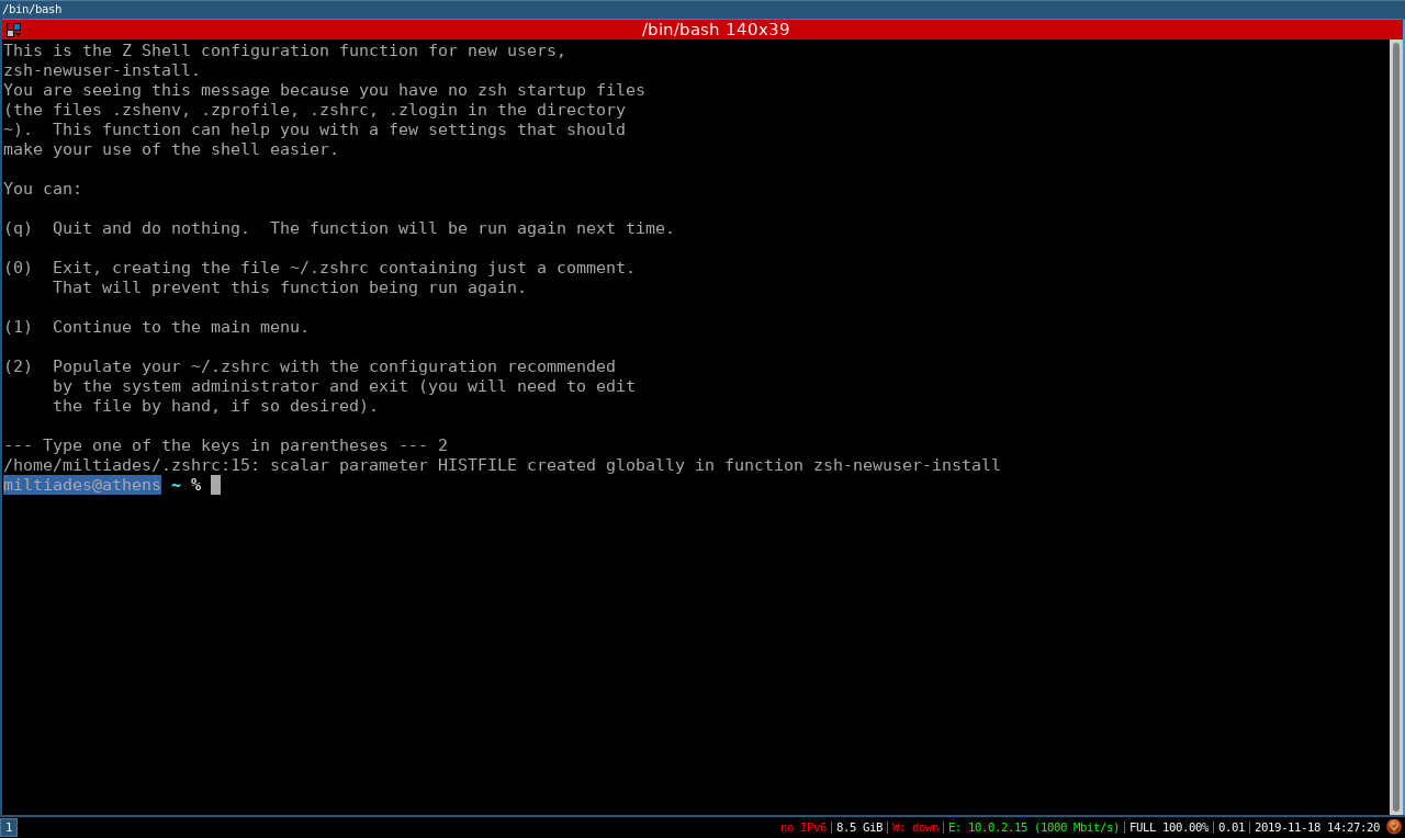 zsh Installed and Ready