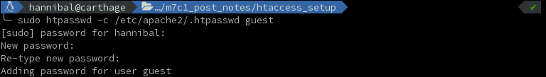 Create htpacces pasword file